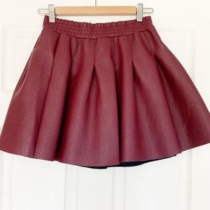 Red leather skirt